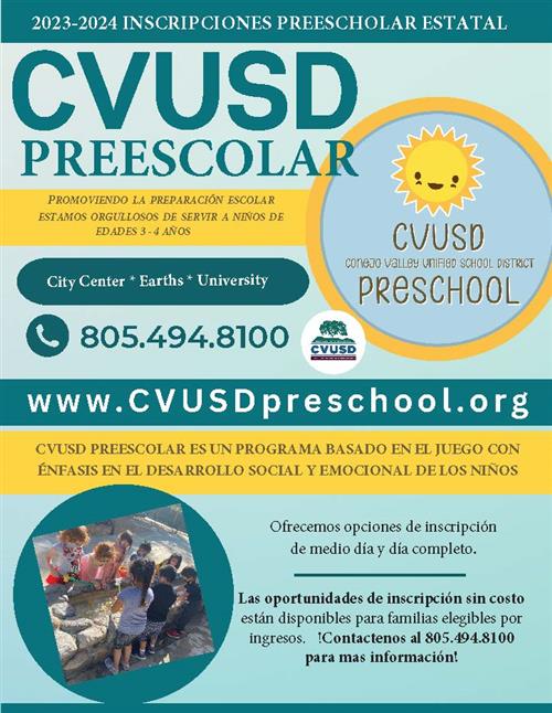CVUSD Preescolar flyer